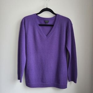 NWOT Cashmere Rich Vibrant Purple Talbots V-Neck Sweater S